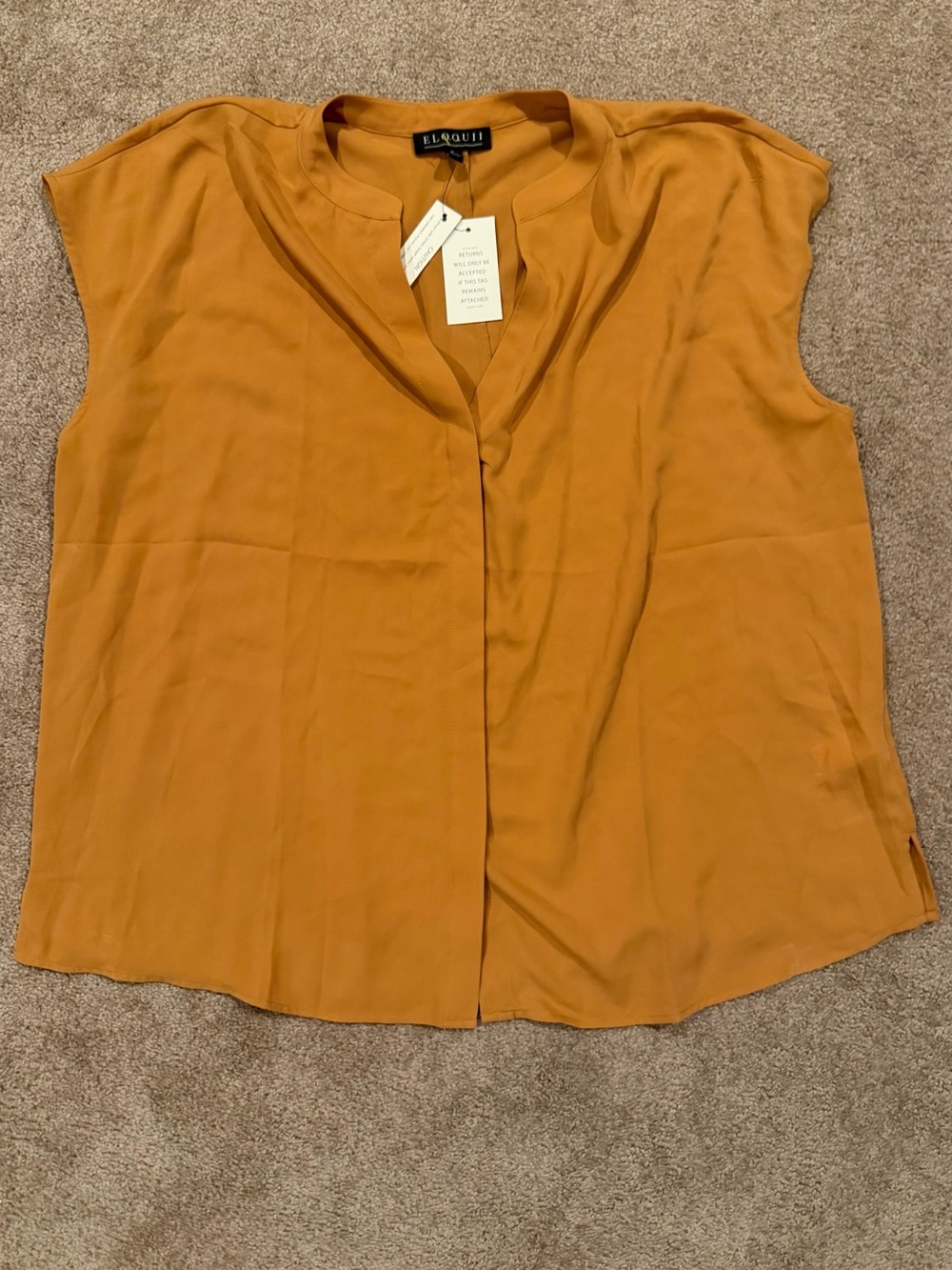 ELOQUII Rust V-Neck Blouse Size 18 Plus Short Sleeve NWT